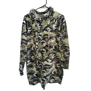 Camo Hoodie Dress (L) Women’s Large Almost Famous Long Sleeve Shirt Camoflauge